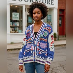 Revolve no jeans Women's purple Patterned Cardigan Sweater